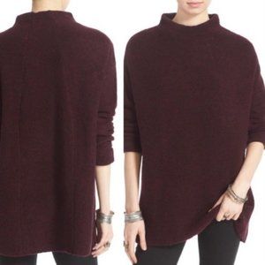 Free People Winding Ivy sweater XS/S Deep Merlot slouchy oversized mock neck